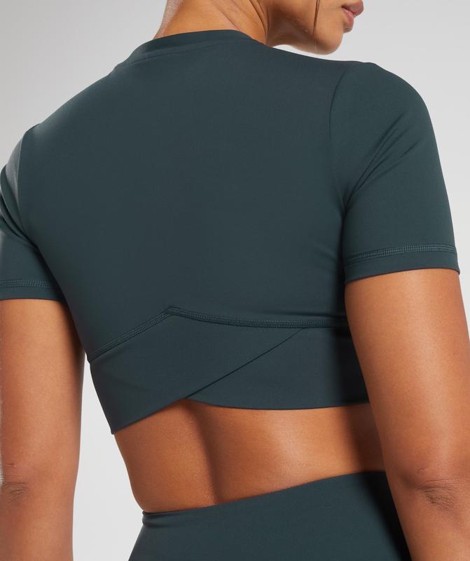 Gymshark Crossover Crop Top Crop Tops Darkest Teal | 72SRPTBHG