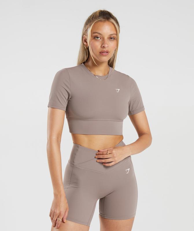 Gymshark Crossover Crop Top Crop Tops Washed Mauve | 19TKRPHXQ