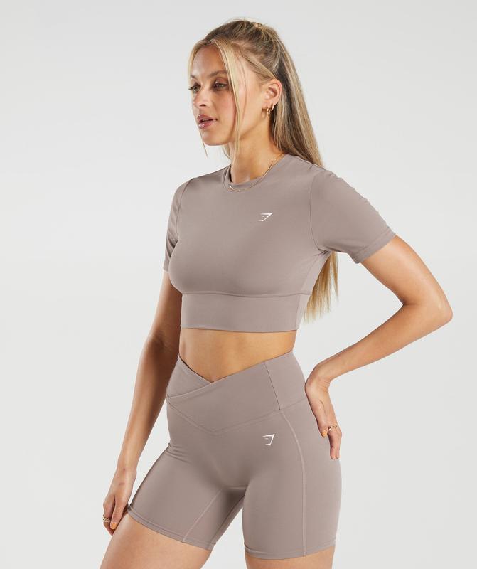 Gymshark Crossover Crop Top Crop Tops Washed Mauve | 19TKRPHXQ