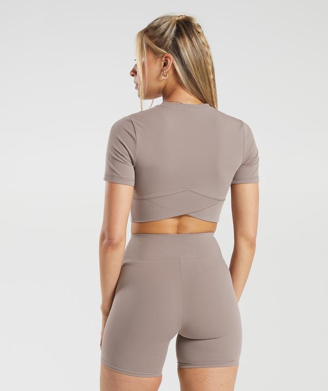 Gymshark Crossover Crop Top Crop Tops Washed Mauve | 19TKRPHXQ