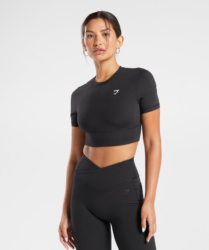 Gymshark Crossover Crop Top Crop Tops Zwart | 51GTODWRI