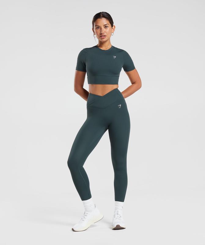 Gymshark Crossover Leggings Leggings Darkest Teal | 68XFGVWIZ