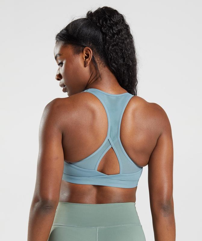 Gymshark Crossover Sports Bra Sports Bras Blauw | 12VMBWANE