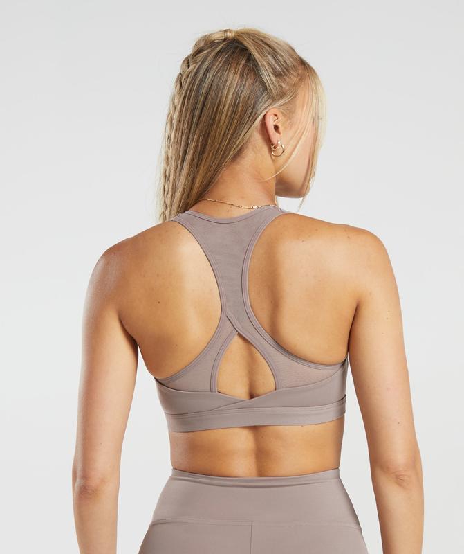 Gymshark Crossover Sports Bra Sports Bras Washed Mauve | 10JFAWGBN