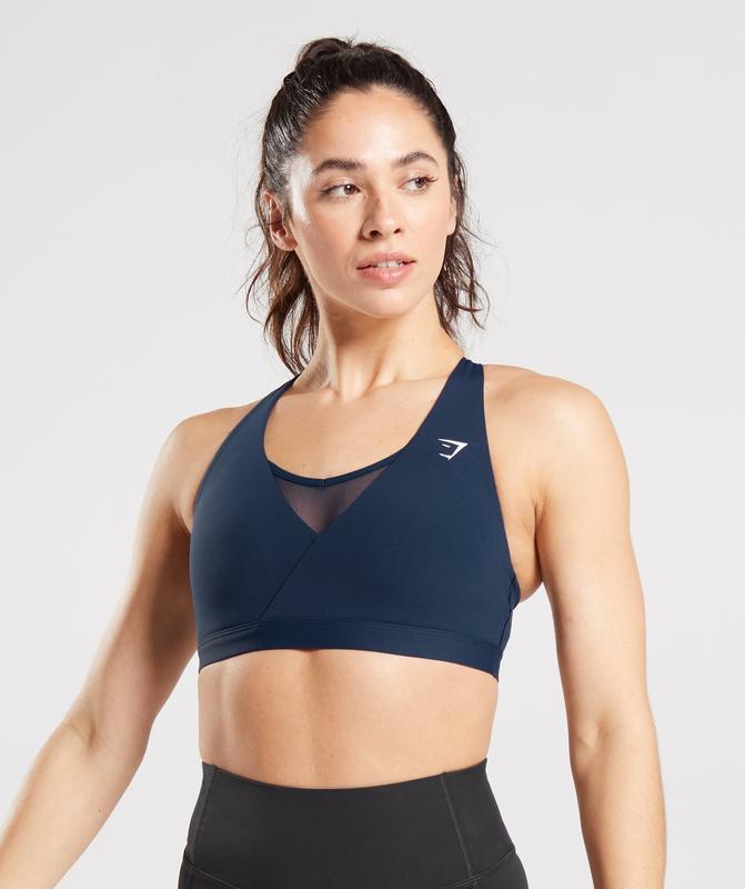 Gymshark Crossover Sports Bra Sports Bras Donkerblauw | 73GSMWQAL