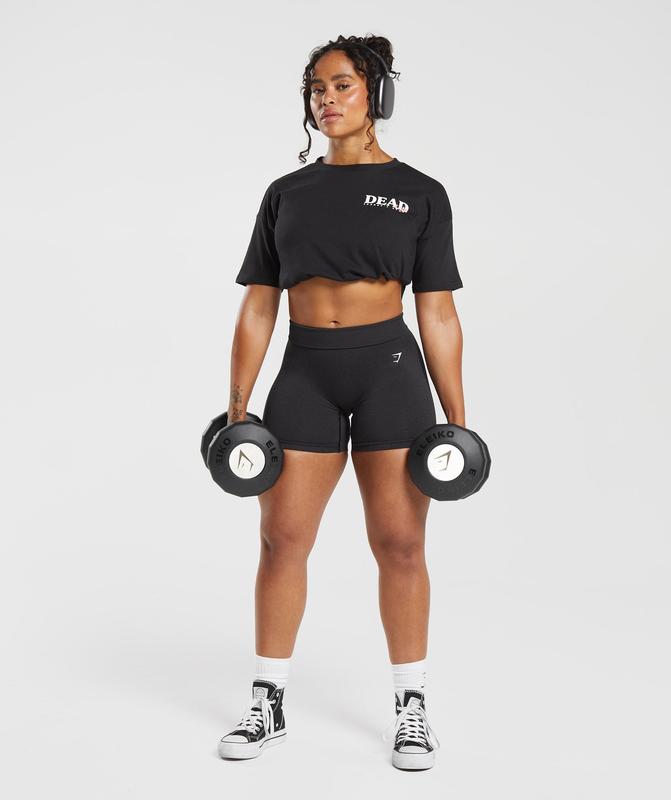 Gymshark Dead Lift Midi Tee Crop Tops Zwart | 46CVOAWGZ