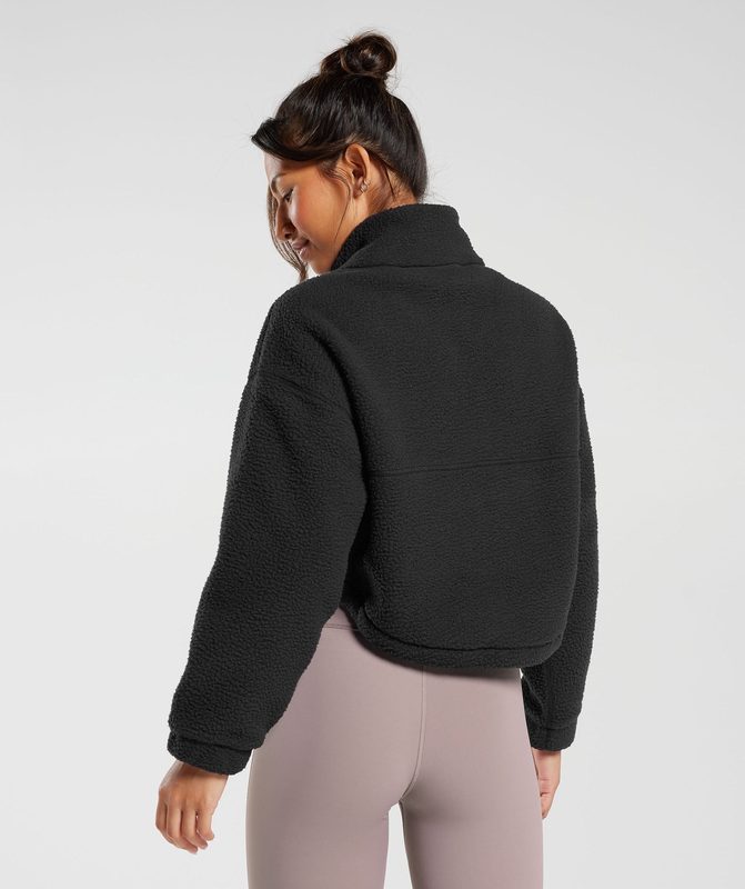 Gymshark Elevate Fleece Midi Jacket Jackets / Outerwear Zwart | 85NMXTSEK