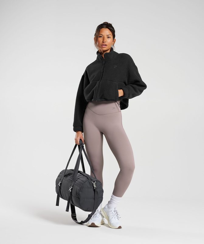 Gymshark Elevate Fleece Midi Jacket Jackets / Outerwear Zwart | 85NMXTSEK