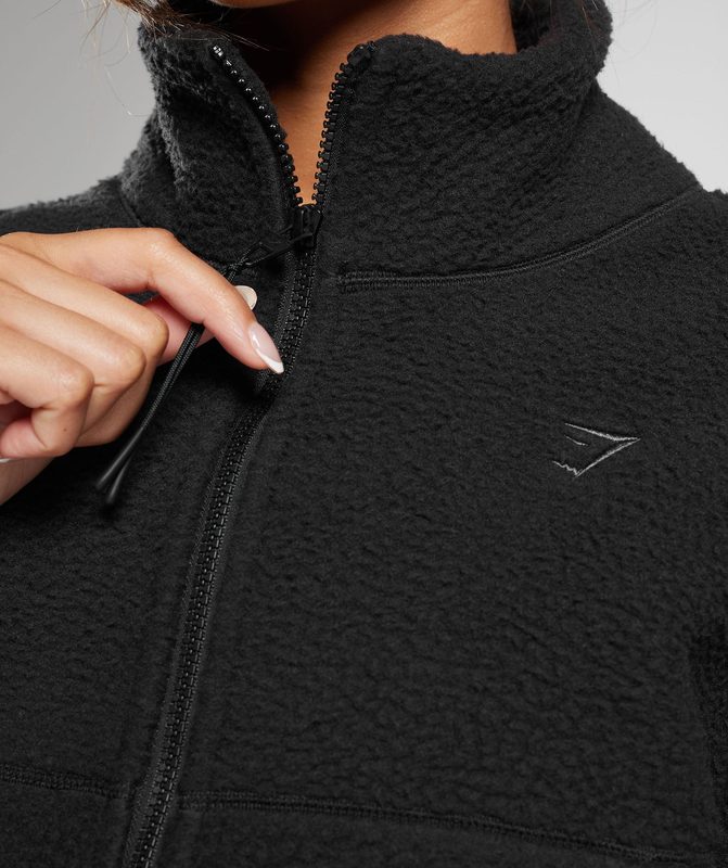 Gymshark Elevate Fleece Midi Jacket Jackets / Outerwear Zwart | 85NMXTSEK