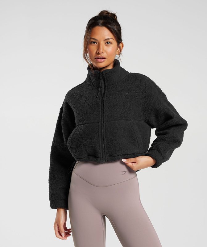 Gymshark Elevate Fleece Midi Jacket Jackets / Outerwear Zwart | 85NMXTSEK