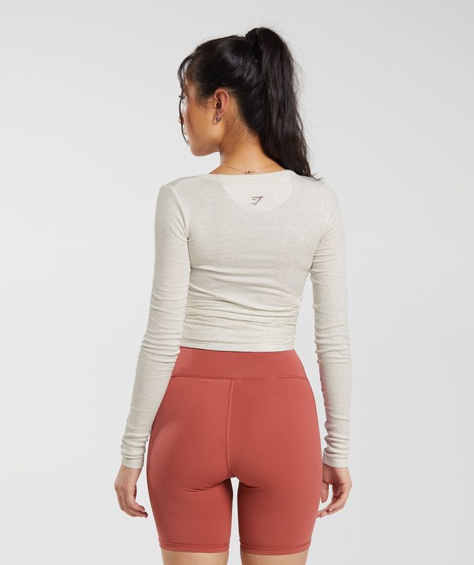 Gymshark Elevate Wrap Long Sleeve Top Long Sleeve Top Wit | 74JMRKWZB