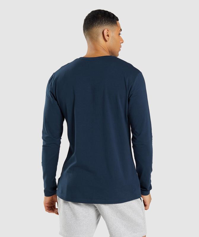 Gymshark Essential Long Sleeve T-Shirt T-Shirts Donkerblauw | 94DUALYWB