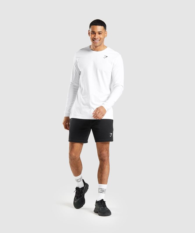 Gymshark Essential Long Sleeve T-Shirt T-Shirts Wit | 48NTJPWHX