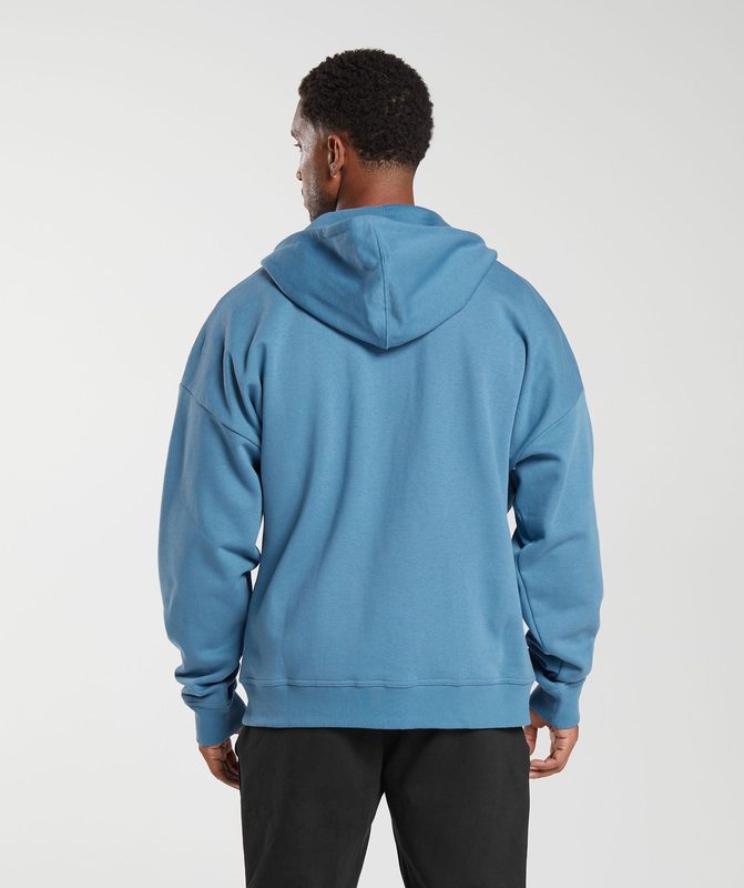 Gymshark Essential Oversized Zip Up Hoodie Hoodies Blauw | 05DKZVUAQ