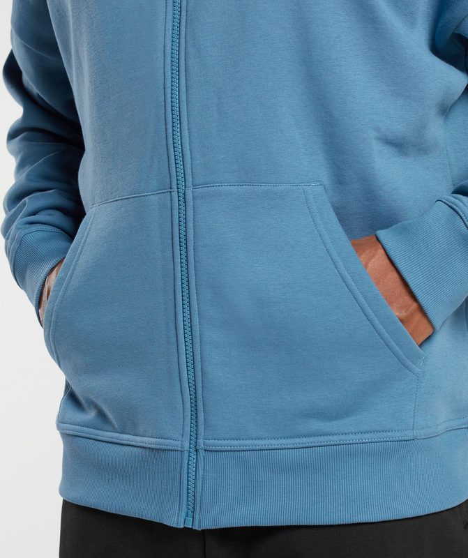 Gymshark Essential Oversized Zip Up Hoodie Hoodies Blauw | 05DKZVUAQ