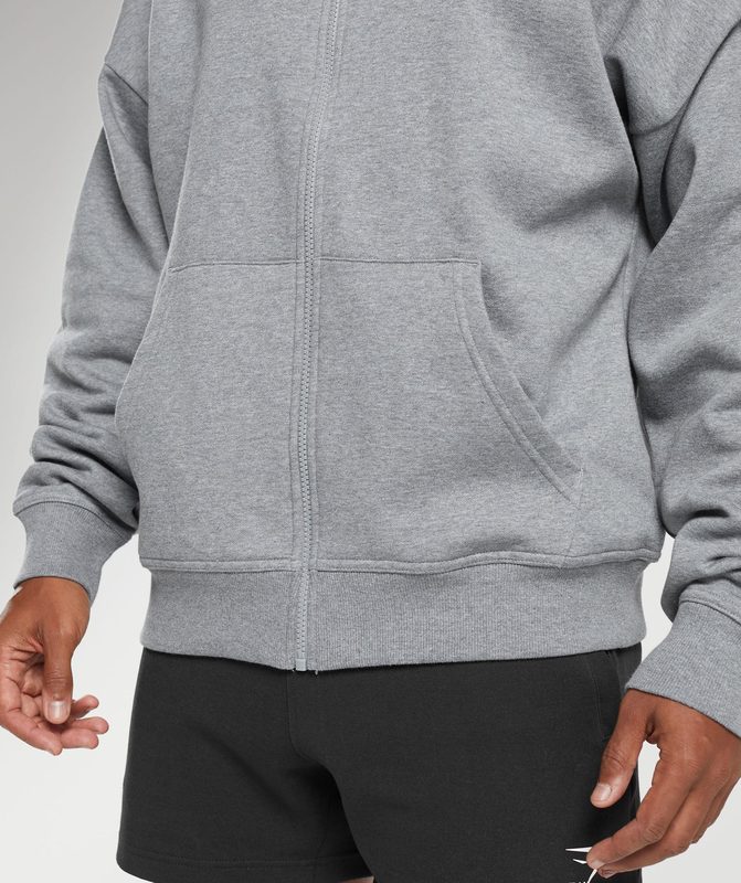 Gymshark Essential Oversized Zip Up Hoodie Hoodies Grijs | 01EYMKSFG