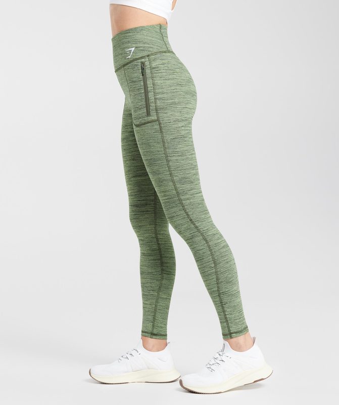 Gymshark Fleece Lined Pocket Leggings Leggings Groen | 64QBEDYJP