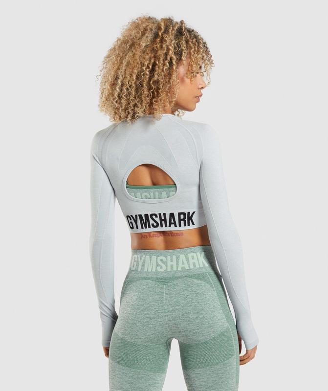 Gymshark Flex Sports Long Sleeve Crop Top Crop Tops Lichtgrijs | 72TESRFZV