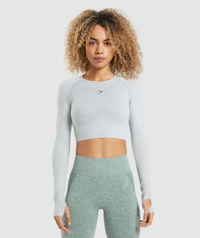 Gymshark Flex Sports Long Sleeve Crop Top Crop Tops Lichtgrijs | 72TESRFZV