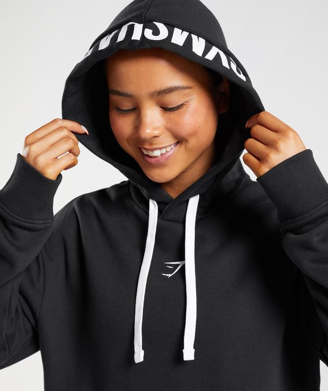 Gymshark Fraction Hoodie Hoodies Black/White | 57PIDBGUQ