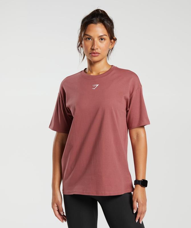 Gymshark Fraction Oversized T-Shirt T-Shirts Soft Berry | 20CKPMHSZ