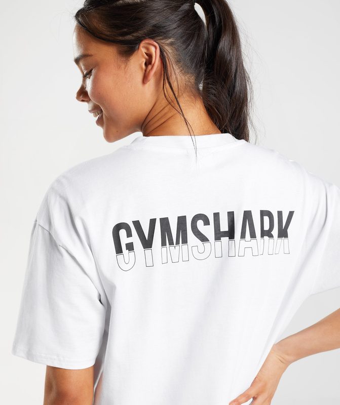 Gymshark Fraction Oversized T-Shirt T-Shirts Wit | 02SHIYPFN