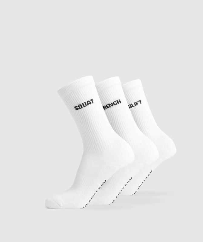 Gymshark GFX Crew Socks 3pk Sokken Wit | 45BLFMZGD