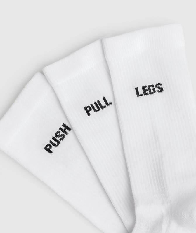 Gymshark GFX Crew Socks 3pk Sokken Wit | 64WGKQMCY