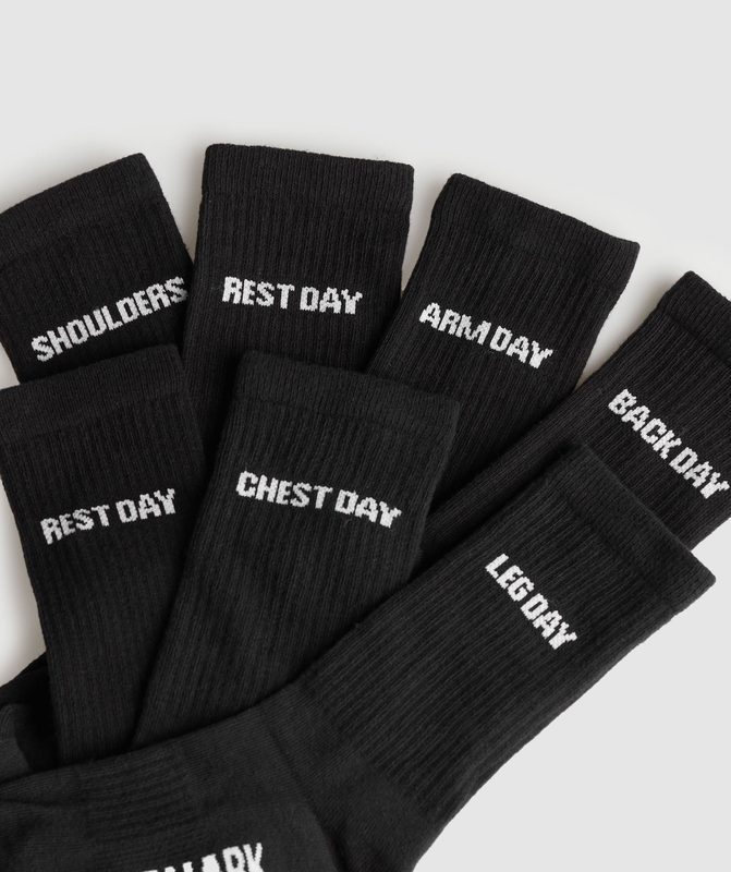 Gymshark GFX Crew Socks 7PK Sokken Zwart | 80YCPIHVF