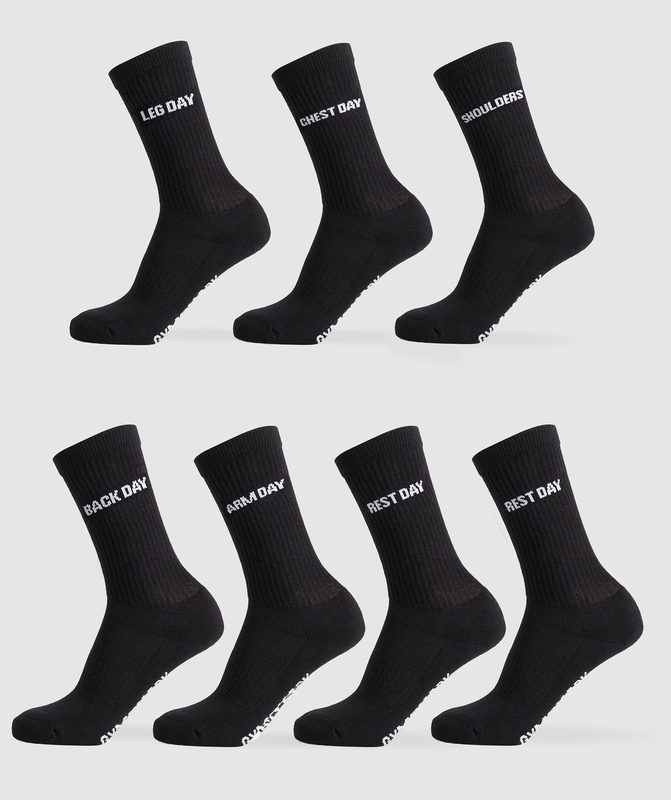 Gymshark GFX Crew Socks 7PK Sokken Zwart | 80YCPIHVF