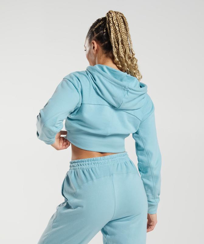 Gymshark GS Power Cropped Zip Hoodie Hoodies Blauw | 31LBNFVZJ