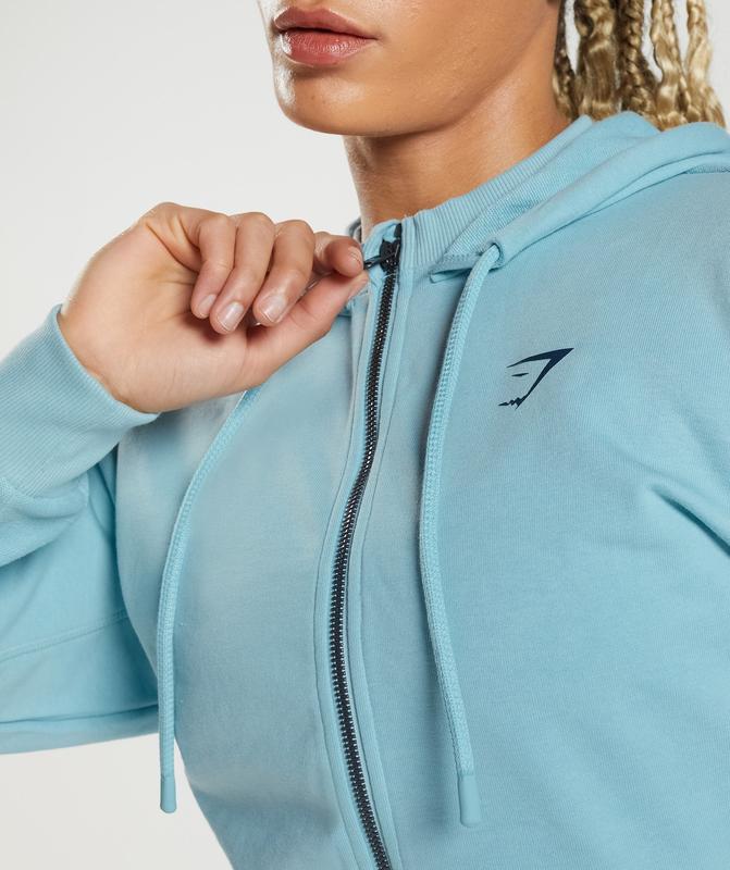 Gymshark GS Power Cropped Zip Hoodie Hoodies Blauw | 31LBNFVZJ