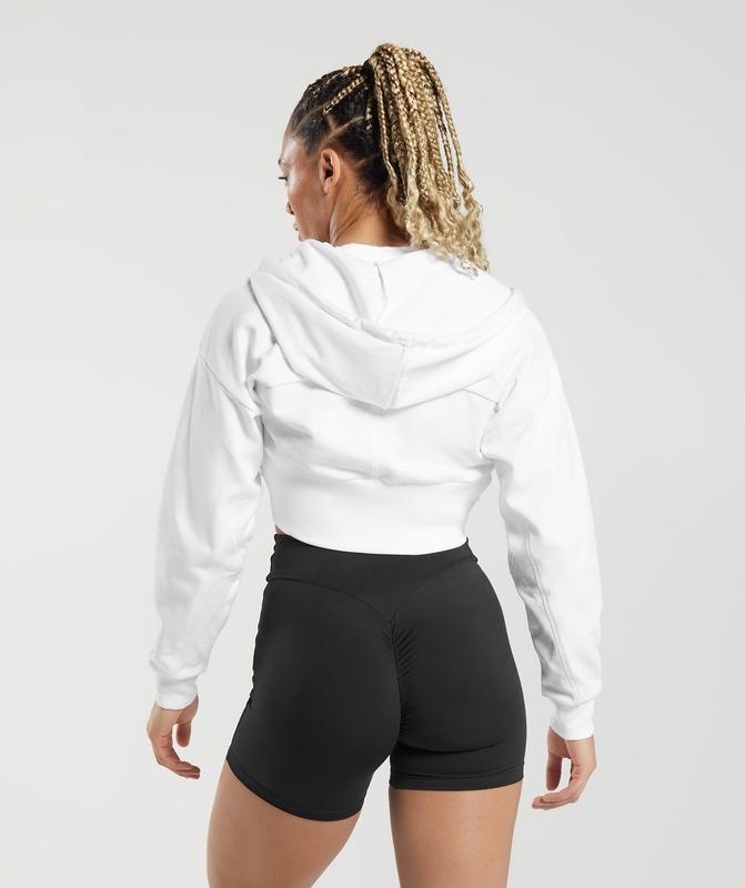 Gymshark GS Power Cropped Zip Hoodie Hoodies Wit | 74AZOUTHE