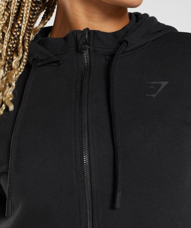 Gymshark GS Power Cropped Zip Hoodie Hoodies Zwart | 81SCYZIJW