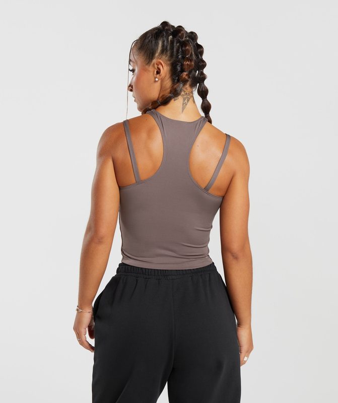 Gymshark GS Power Midi Tank Tanktop Walnut Mauve | 42WXBJEMO