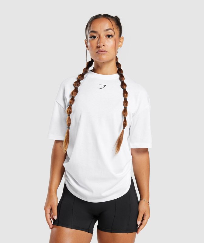 Gymshark GS Power Oversized T-Shirt T-Shirts Wit | 53NXMKSCV