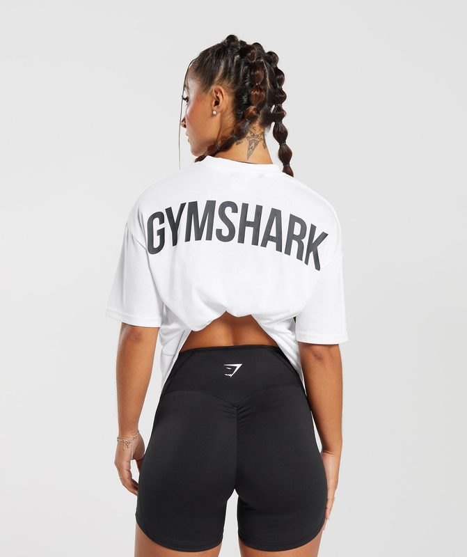 Gymshark GS Power Oversized T-Shirt T-Shirts Wit | 53NXMKSCV