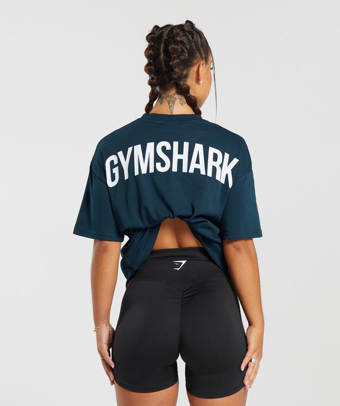 Gymshark GS Power Oversized T-Shirt T-Shirts Donkerblauw | 59LTDEYKC