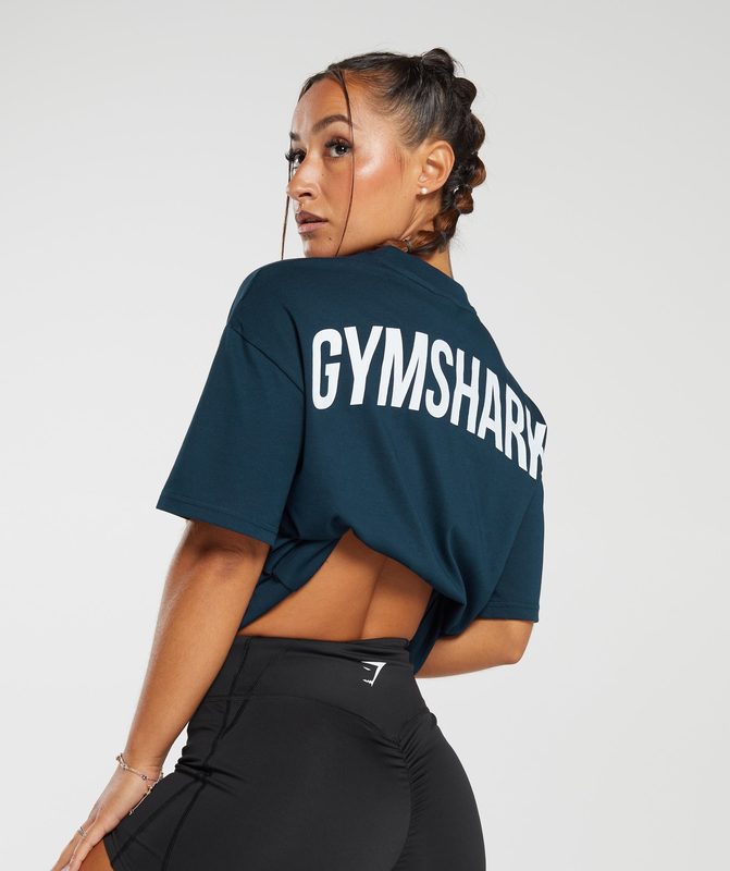 Gymshark GS Power Oversized T-Shirt T-Shirts Donkerblauw | 59LTDEYKC