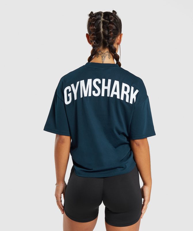 Gymshark GS Power Oversized T-Shirt T-Shirts Donkerblauw | 59LTDEYKC