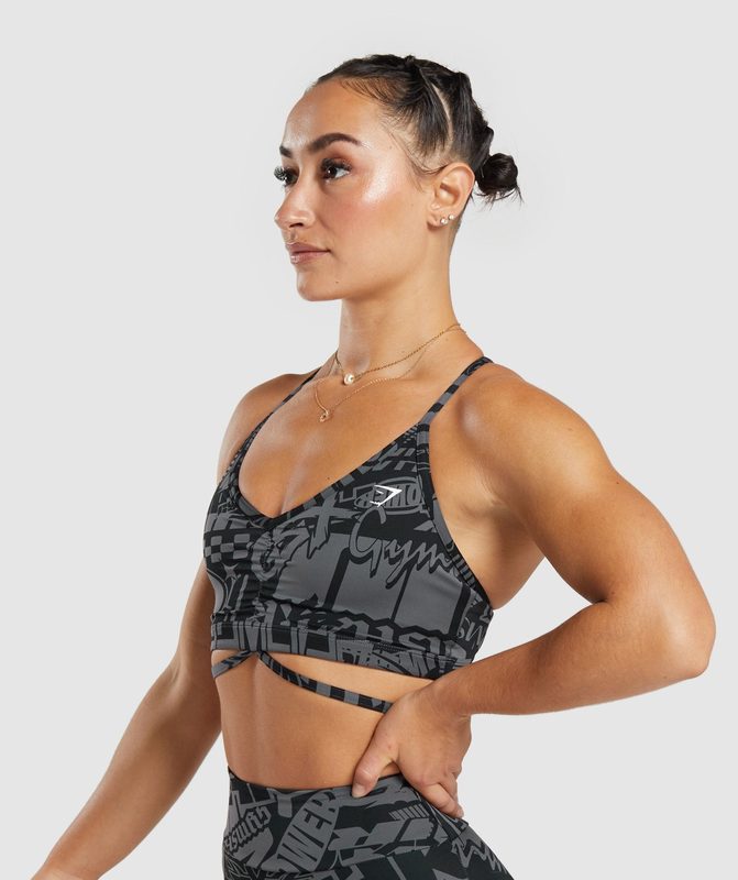 Gymshark GS Power Strappy Sports Bra Sports Bras Donkergrijs | 54TZOIQPX