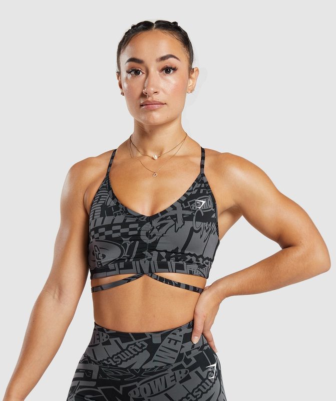 Gymshark GS Power Strappy Sports Bra Sports Bras Donkergrijs | 54TZOIQPX