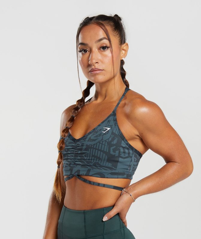 Gymshark GS Power Strappy Sports Bra Sports Bras Smokey Teal | 60DQBMRYZ