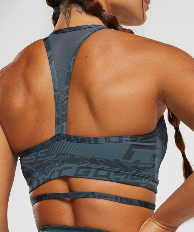 Gymshark GS Power Strappy Sports Bra Sports Bras Smokey Teal | 60DQBMRYZ