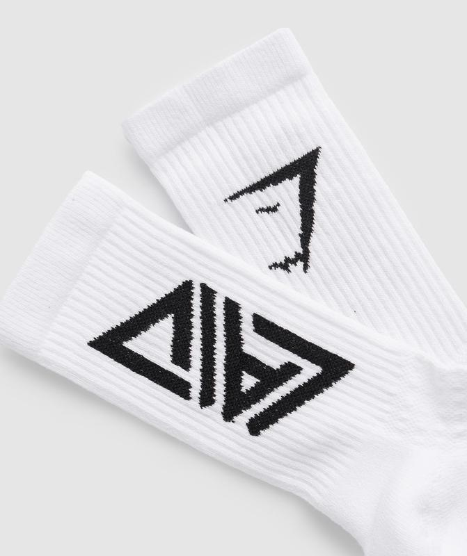 Gymshark GS x David Laid Crew Socks 1pk Sokken Wit | 57QNXHSUK