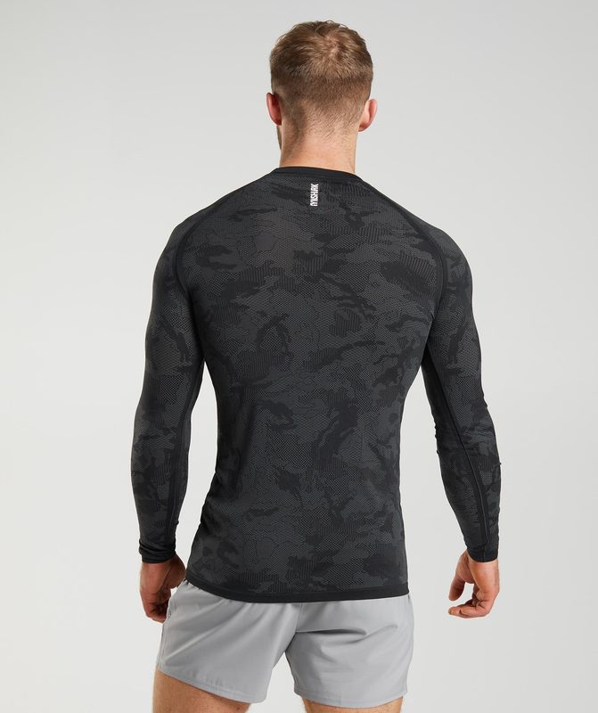 Gymshark Geo Seamless Long Sleeve T-Shirt Long Sleeve Top Grijs | 03HZBIAKQ