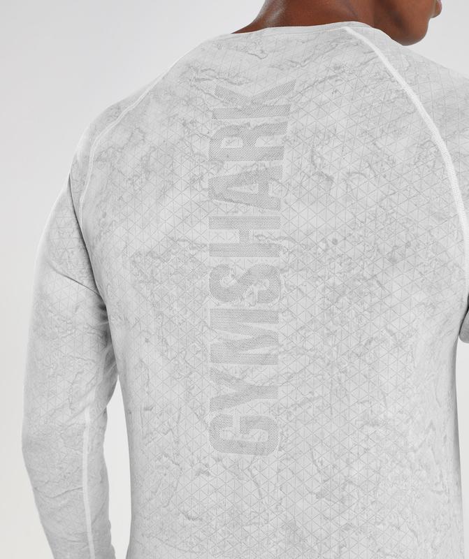 Gymshark Geo Seamless Long Sleeve T-Shirt T-Shirts Grijs | 03ZPOKEYS