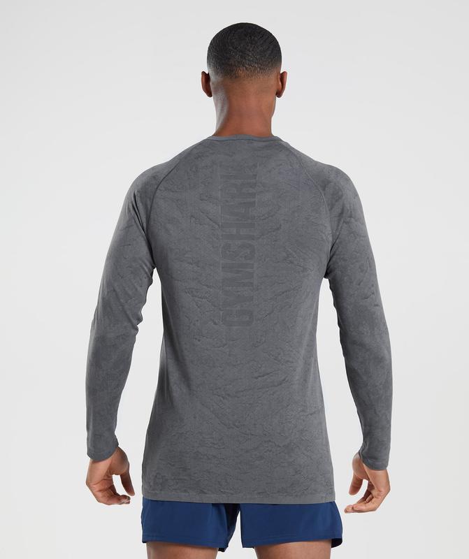 Gymshark Geo Seamless Long Sleeve T-Shirt T-Shirts Charcoal Grey/Black | 23LANBCSU