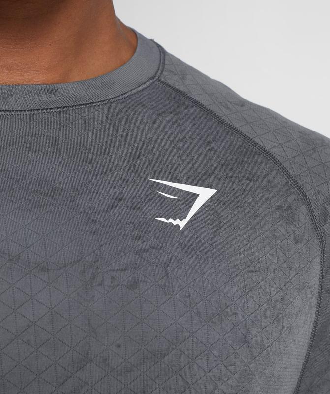 Gymshark Geo Seamless Long Sleeve T-Shirt T-Shirts Charcoal Grey/Black | 23LANBCSU