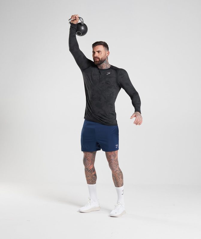 Gymshark Geo Seamless Long Sleeve T-Shirt T-Shirts Grijs | 86FRDUBWV